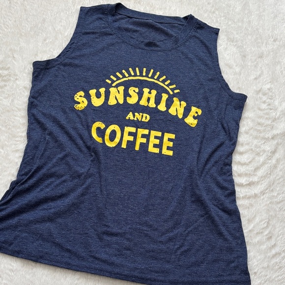 Amazon Tops - Sunshine and Coffee Women's Navy Tank Top